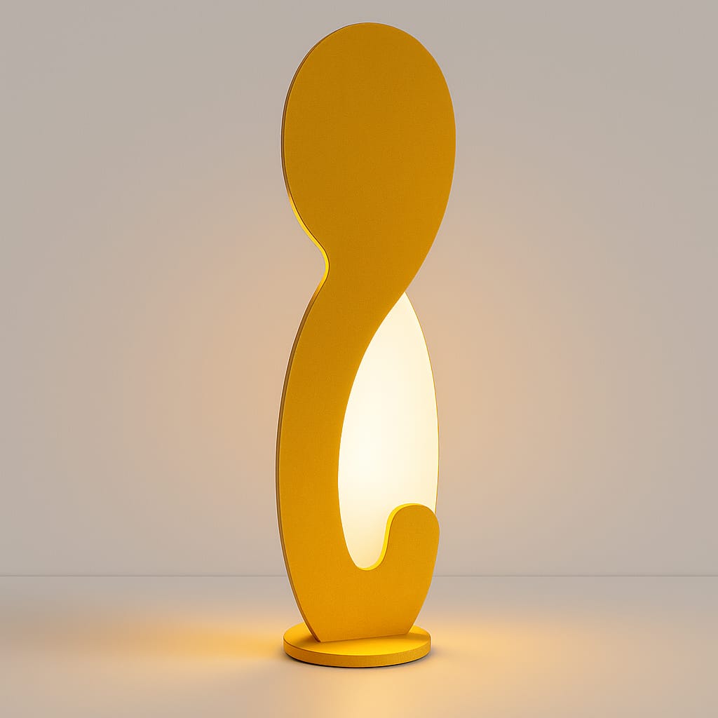 Carolina Yellow table lamp by Tommaso Cristofaro, layered sculptural design in yellow finish with warm ambient glow