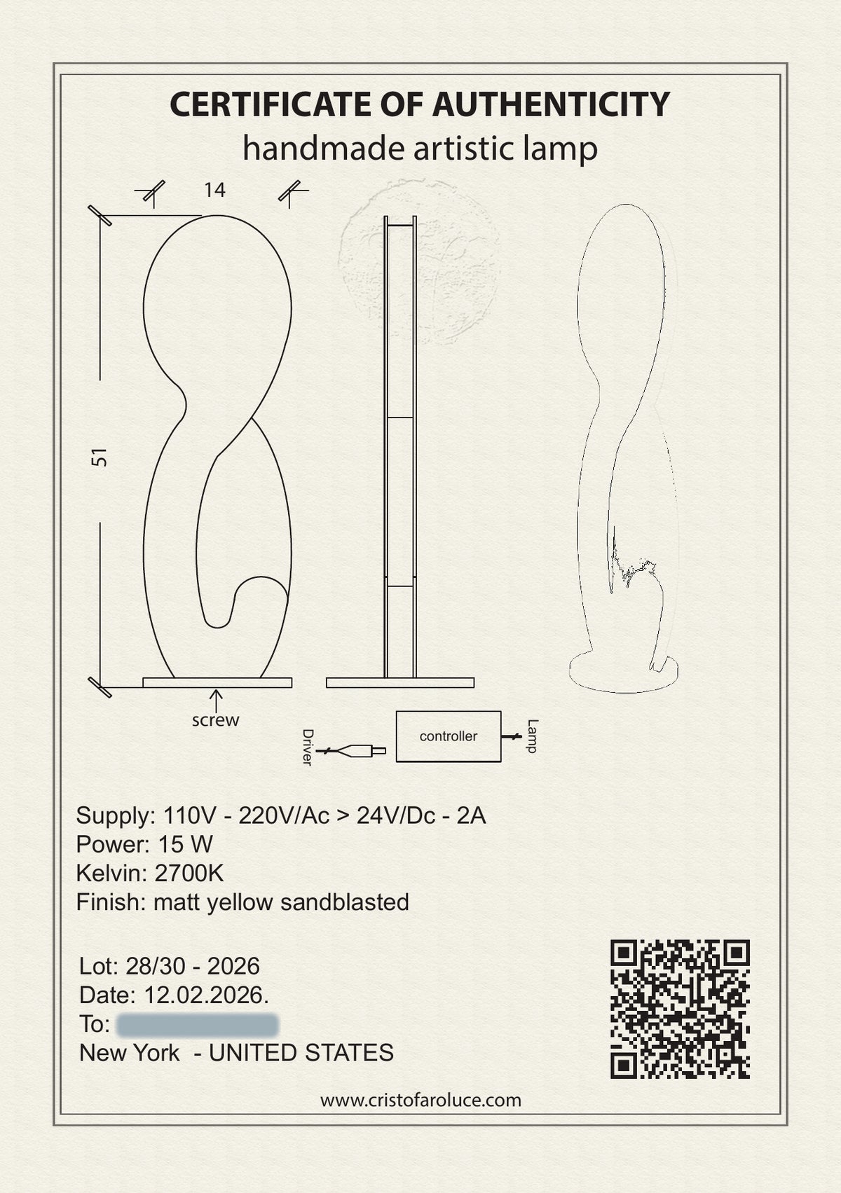 CristofaroLuce certificate of authenticity - back