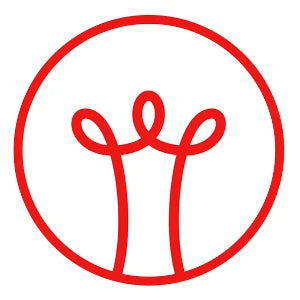 CristofaroLuce red circular logo with minimalist human figures on a white background