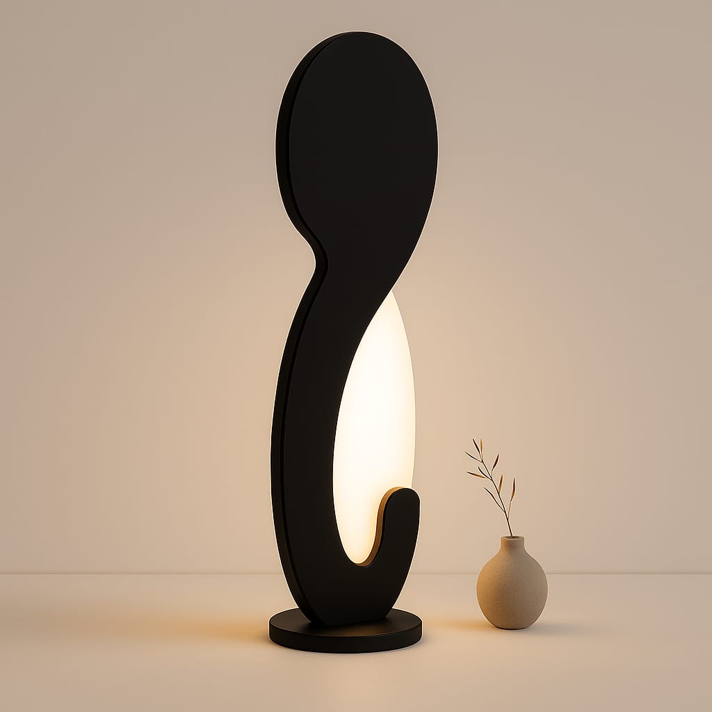 Carolina Table Lamp in Black – Minimalist handmade desk light with indirect wall glow designed by Tommaso Cristofaro
