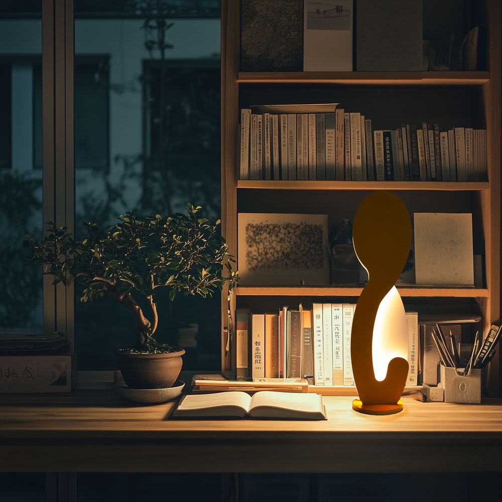 Carolina Table Lamp in Yellow – Minimalist handmade desk light with indirect wall glow designed by Tommaso Cristofaro
