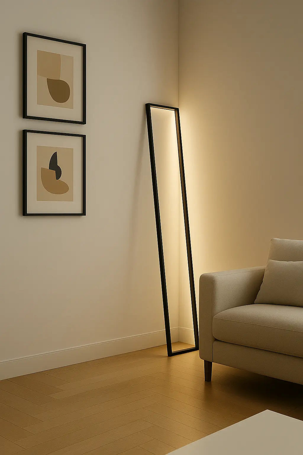 Cornice Floor Lamp 150×30 cm in Black – Minimalist handmade wall light with indirect glow designed by Tommaso Cristofaro
