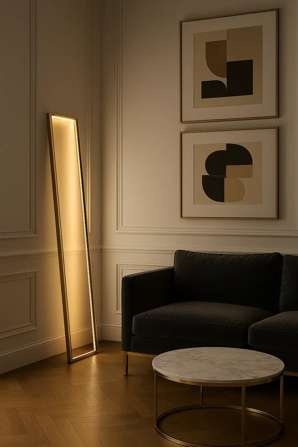 Cornice Floor Lamp 150×30 cm in Yellow – Minimalist handmade wall light with indirect glow designed by Tommaso Cristofaro
