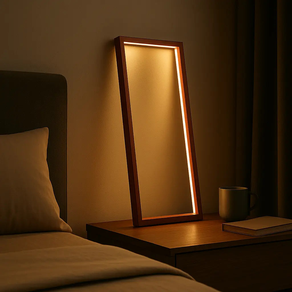 Cornice Table Lamp in Red – Minimalist handmade desk light with indirect wall glow, designed by Tommaso Cristofaro
