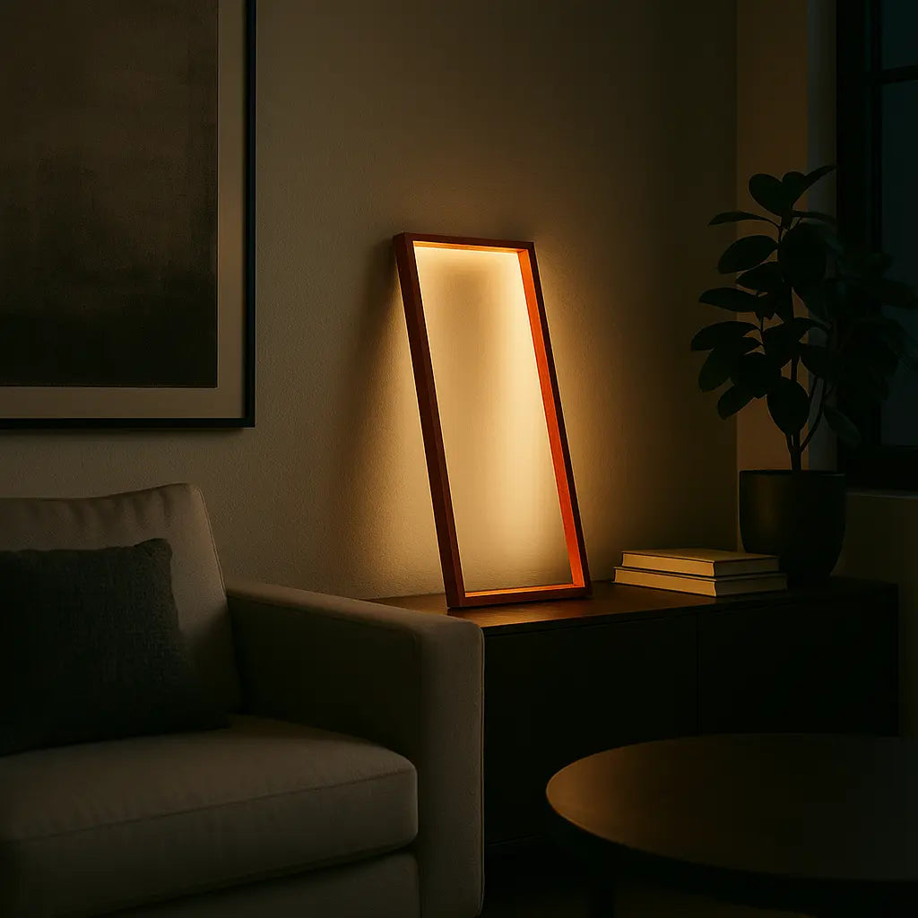Cornice Table Lamp in Red – Minimalist handmade desk light with indirect wall glow, designed by Tommaso Cristofaro
