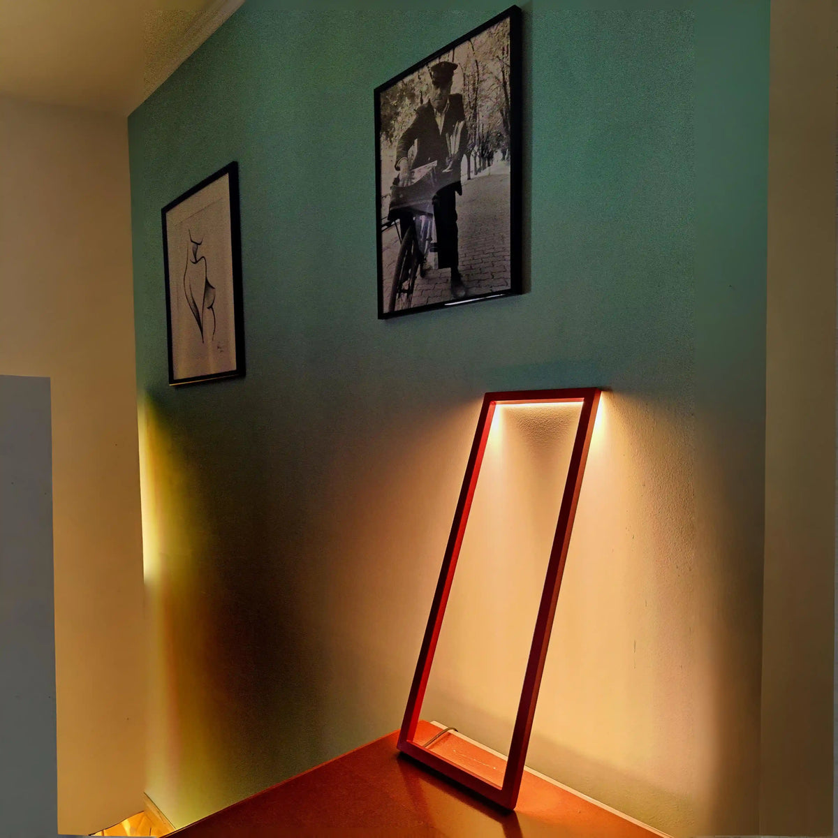 Cornice Table Lamp in Red – Minimalist handmade desk light with indirect wall glow, designed by Tommaso Cristofaro
