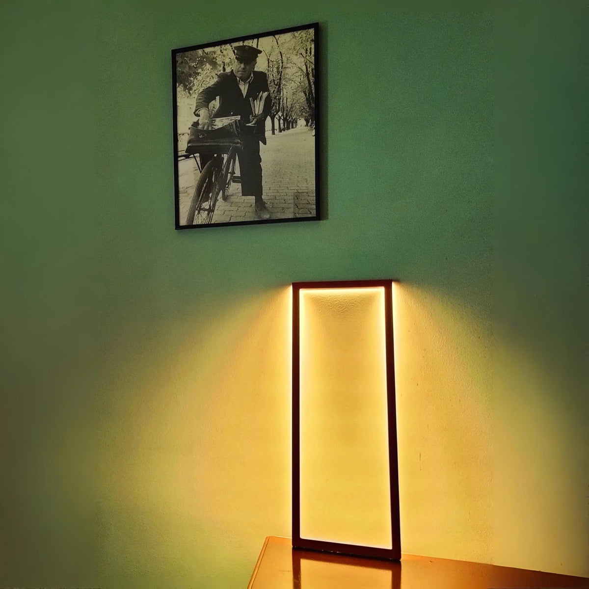 Cornice Table Lamp in Red – Minimalist handmade desk light with indirect wall glow, designed by Tommaso Cristofaro
