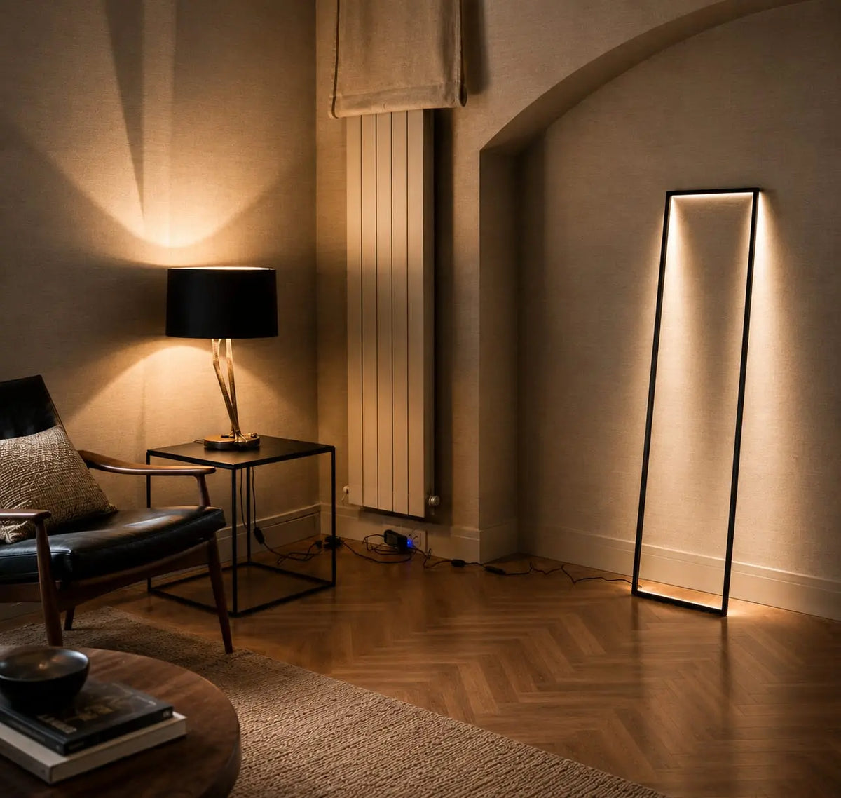 Cornice Floor Lamp 150×30 cm in Yellow – Minimalist handmade wall light with indirect glow designed by Tommaso Cristofaro