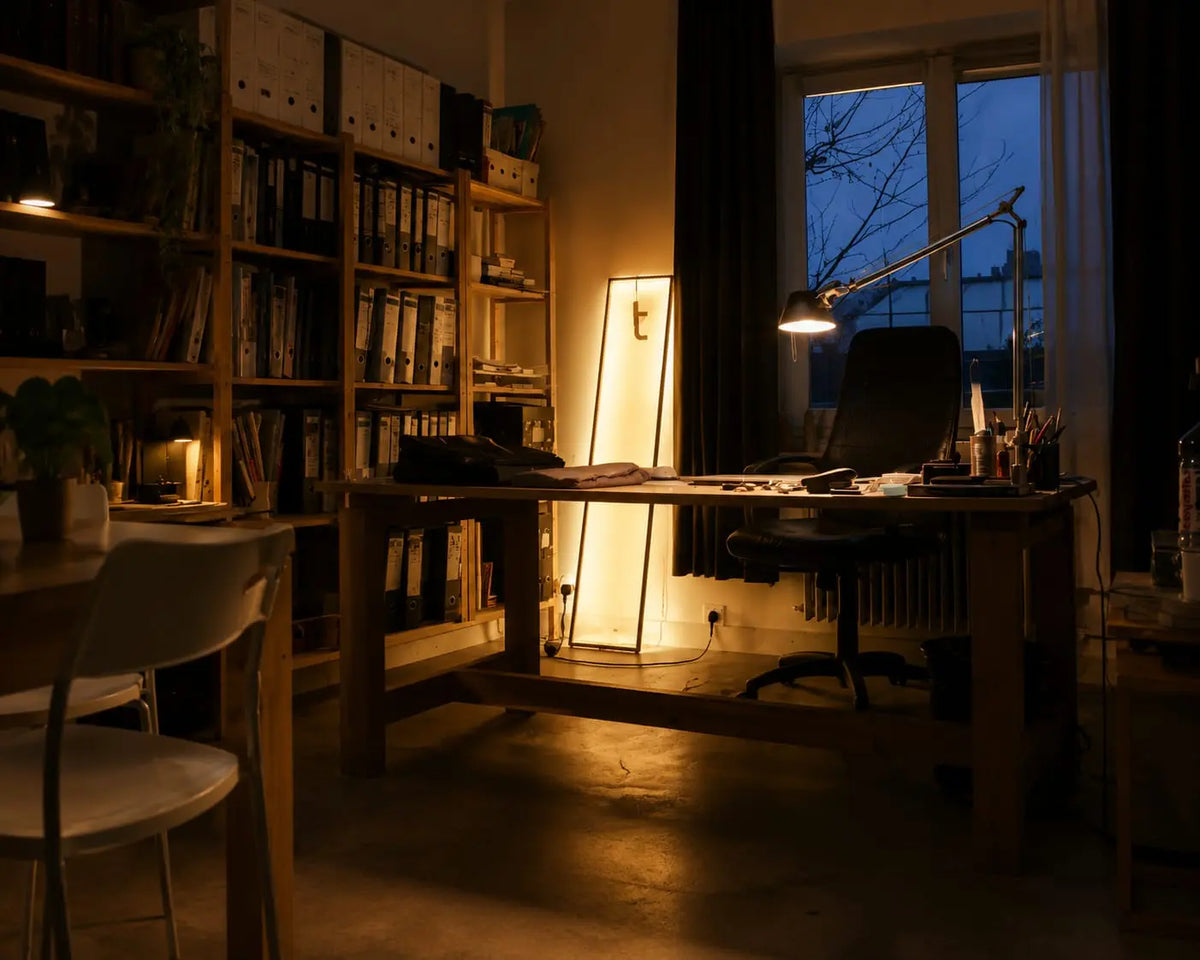 Cornice Floor Lamp 150×30 cm in Yellow – Minimalist handmade wall light with indirect glow designed by Tommaso Cristofaro